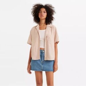 Levi’s Aiden Shirt Cream/Orange Stripe Button Up L